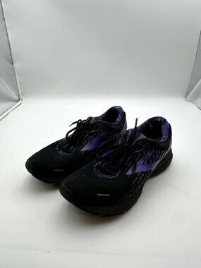 Brooks Ghost 13 Womens Running Shoes Black Purple Mesh Sneakers